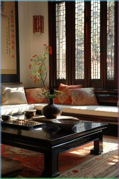 Japan Aesthetic Living Room, Japanese French Interior Design, Asian Home Aesthetic, Japanese Inspired Decor, Modern Orientalism Interior, Aesthetic Drawing Room, Chinese Room Aesthetic, Asian Style Interior, Warm Toned Living Room