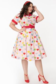 Valentine Heart Print Venus Swing Dress Vintage Brand Clothing, 1950s Outfits, Dresses Unique, Vintage Plus Size, Venus Dresses, Valentine's Day Outfit, Unique Dresses, Valentine Heart, Inspired Dress