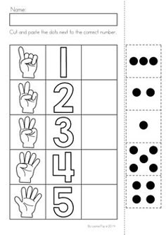 a printable worksheet with numbers and hands for counting the number one to five