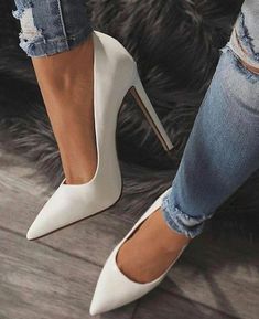 Elegant Pumps, White High Heels, White Pumps, Head Over Heels