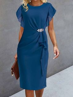 Wedding Guest Dress Midi, Cocktail Dress Wedding Guest, Cheap Party Dresses, Color Season, Party Dresses Online, Cocktail Dress Wedding, Semi Formal Dress, Cotton Blends Dress, Autumn Dress