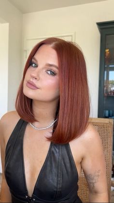 a simple blowout goes so far ❣️  short hair | blowout | influencer | hairstyles | california | sunshine | cute hairstyles | follow | celebrity | outfit | aesthetic | quote | y2k | 2024 trends | mob wife | spring | easter | march | mob | updo | inspo | how to | hair | styles | mob wife hair | red hair | coastal cowgirl | 2024 hair trends | fine hair | curly hair | tutorial | spring | 2024 trends for women | easter hair | vintage | 90s | summer | spring break | wedding | prom hair | color | copper hair | place | mood Autumn Auburn Hair Color, Short Cooper Hairstyles, 2024 Spring Haircuts, Cowgirl Copper Short Hair, Short Hair Red Color, Annabelle Hooper Hair, Cowboy Copper Bob, Cowboy Copper Short Hair, Long Front Bob