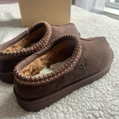 Chocolate Tasman Ugg, Comfy Slip On Shoes, Ugg Sneakers Women, Slip On Winter Shoes, Dark Brown Tasman Uggs, Burnt Cedar Uggs, Burnt Cedar Uggs Outfit, Brown Tasman Uggs, Ugg Slippers Tasman