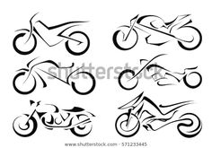 the silhouettes of motorcyclists in different positions and shapes on a white background