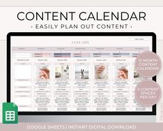 the content calendar is displayed on a computer screen