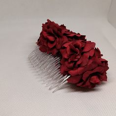 Beautiful Roses Comb For Hair Da De Los Muertos. 3x4.5 Red Rose Hair Clip, Rose Headpiece, Rose Hair Clip, Rose Crown, Couture Accessories, Rose Hair, Accessories Handmade, Room Decorations, Hair Comb