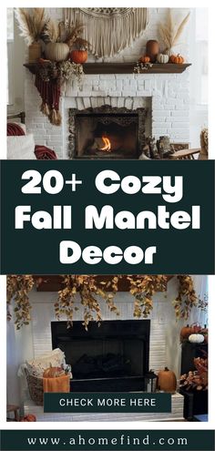 A pin featuring cozy fall mantel decor ideas with a blend of rustic and minimalist styles using two engaging images. Autumn Ambiance, Warm Colour Palette, Fall Mantel Decorations, Fall Mantel, Mantel Decor, Autumn Cozy, Natural Elements