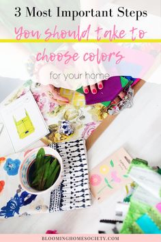 four steps to choose pattern and color when decorating your home, with text overlay that reads 4 steps to choose pattern and color when decoring your home