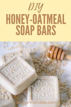 honey oatmeal soap bars with text overlay