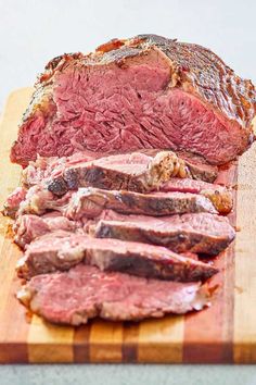 sliced corned beef on a cutting board