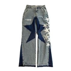 a pair of jeans with stars on them