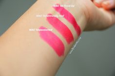 Relentlessly Red Mac, Mac All Fired Up, Mac Relentlessly Red, Paintbox Spring, Mac Swatches, 3ce Makeup, Heart Shaped Face, Foundation Swatches