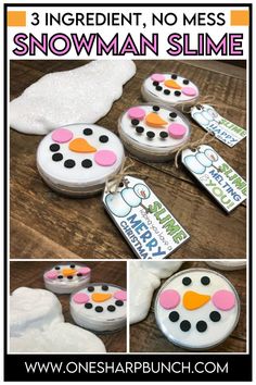 snowman slime recipe with instructions to make it in the shape of a penguin