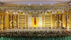 decor by sangam cine decorator cantact 9666447331               9338349999 Home Flower Decor, Engagement Decor, Wedding Stage Decor, Stage Decor, Stage Decoration, Traditional Wedding Decor, Blouse Design Images, Decorative Ideas