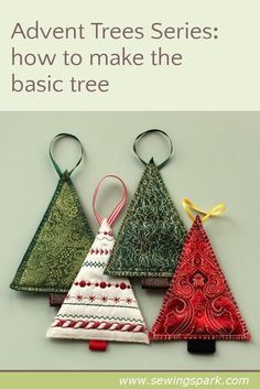 three christmas tree ornaments with the words, how to make the basic tree