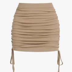 Nwt Selling At This Price As It Is Already Marked Way Down! Light Coffee/ Nude In Color. Very Pretty Shade. Adjustable Sides & Stretch To It. It Is A Size Medium (6)! I’d Say It Could Fit A Size Small (4) Loosely Or A Large (8) More Snug. Length: 18.5 In Waist: 26.8 In Hips: 33.5 In Thank You & Happy Shopping! Skirts Cute, Nude Skirt, Tight Skirts, Printed Prom Dresses, Backless Dress Summer, Tan Skirt, Stretchy Skirt, Plus Swimwear, Denim Sweater