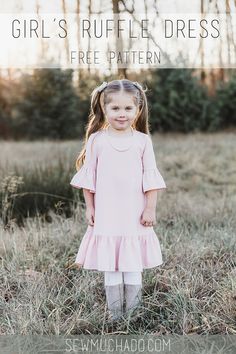 Free Must-Sew Dress Patterns for Girls - Sew Much Ado Ruffle Dress Pattern, Ruffled Dress Pattern, Sewing Classes For Beginners, Girls Ruffle Dress, Free Girl