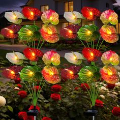 PRICES MAY VARY. 【EXCLUSIVE DESIGN】NBQQ Solar Plant Lamp features more beautiful Plant decorations than other solar garden lights, making the solar lamp more realistic . Each garden light features a perfect blend of flowers and light, Creating a sparkling view of flower in the night breeze. These solar garden lights will add magical lighting to your garden. Choose now and get ready to get the praise of your neighbors. 【EASY TO USE AND NO WIRE 】No cables or plugs required, NBQQ Solar Outdoor Lamp Magical Lighting, Decorative Solar Lights, Plant Lamp, Solar Flower Lights, Solar Yard Lights, Anthurium Plant, Anthurium Flower, Unique Garden Decor, Garden Patio Decor