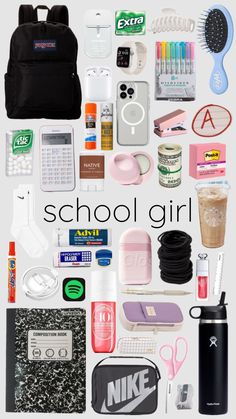 the back to school bag is full of items that include hairbrushes, toothpaste, and other things