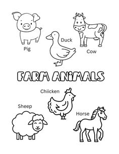 farm animals coloring pages for kids to print out and color with their own pictures on the page