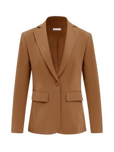 PRICES MAY VARY. Polyester,Rayon,Spandex Polyester lining Button closure Machine Wash Cognac Blazer Outfits, Brown Suit For Women, Campus Fashion, Camel Blazer, Long Sleeve Suit, Campus Style, Casual Blazer Women, Womens Blazer, Women Blazer