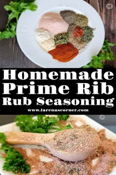 homemade prime rib rub seasoning on a white plate