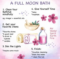 Full Moon Bath Salts Recipe, Full Moon Bath, Bath Soak Recipe, Bath Rituals, Moon Bath