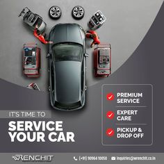 an advertisement for a service car with the words it's time to service your car