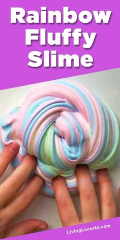 someone is decorating a rainbow colored slime