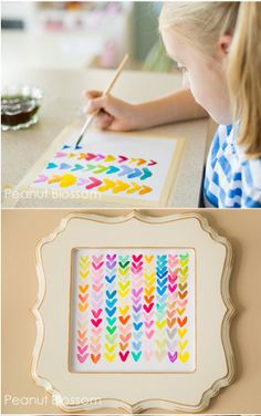 Unbelievably sweet and simple Valentine's keepsake Valentines Watercolor Art For Kids, Valentines Canvas, Watercolour Hearts, Hearts Collage, Heart Paintings, Hearts Watercolor, Dots Painting, Simple Valentines, Salt Painting