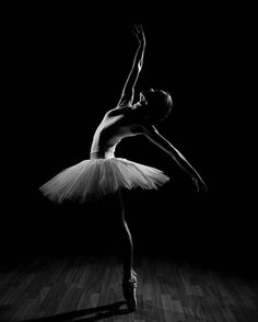 black and white photograph of a ballerina