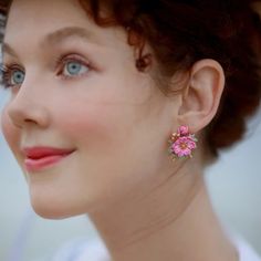 Peony Earrings – Selenichast Good Earrings, Lily Of Valley, Exclusive Club, Off White Fashion, Ears Pierced, Peach Earrings, Peony Flowers, 18k Gold Earrings, Fancy Earrings