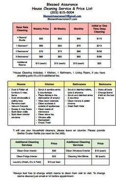 the house cleaning schedule is shown in this image