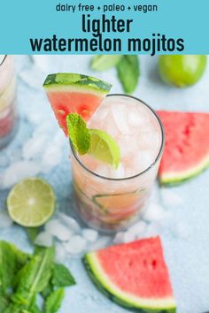 two glasses filled with watermelon and limeade