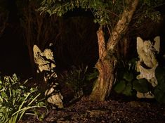 Image of statues lit-up with NiteLites outdoor lighting.