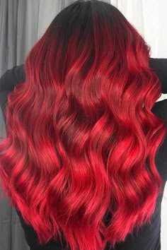 Fun Red Hair Color Ideas, Ombre Hair Red, Deep Red Hair, Vibrant Red Hair, Blond Ombre, Short Red Hair, Ombre Hair Blonde