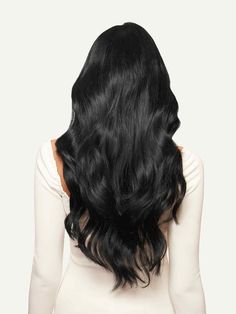 20 Classic Jet Black Clip-In hair extensions - 20 (220g) Longer Thicker Hair, Luxy Hair Extensions, Halo Extensions, Seamless Hair Extensions, Blackest Black, Jet Black Color, Luxy Hair, Jet Black Hair, Clip In Ponytail