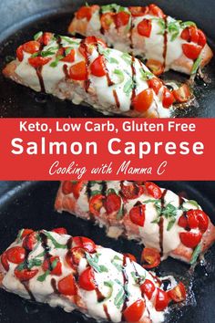 keto, low carb, gluten free salmon caprese cooking with momma