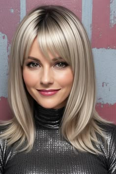 blonde highlights and a medium length bob with layers Blonde Hair Layers Medium, Medium Length Bob With Layers, Hair Layers Medium, Blonde Hair Layers, Mylene Demongeot, Medium Length Bob, Bob With Layers, Reception Hairstyles, 60 Hair