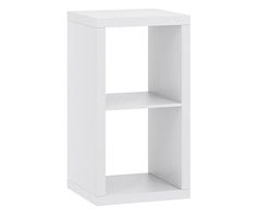 a white shelf with three shelves on each side