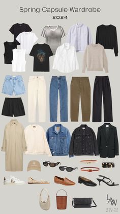 Spring Capsule Wardrobe 2024 - Above The L.A.W. Style Travel Capsule Wardrobe Spring, Netherlands Trip, Europe Packing, Minimalist Wardrobe Capsule, Capsule Wardrobe Casual, Capsule Wardrobe Women, Spring Summer Capsule Wardrobe, Casual Work Outfits Women, Minimalist Closet