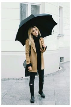 Rainy Weather Outfits, Rainy Outfit, Rainy Day Outfit For Work, Camel Coat Outfit, Hunter Boot