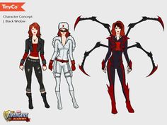 three female characters from the animated movie spider - man into the spiderverse, one with red