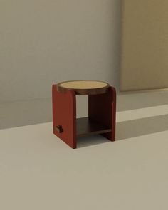 a small wooden table with an open drawer on the bottom and one shelf below it