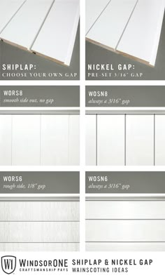 four different types of windows with the words shiplap on them and below it