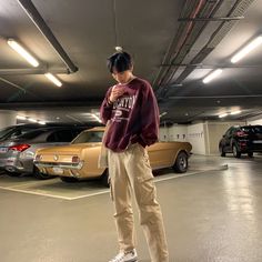 Parking Lot Poses Men, Baggy Old Money Outfits Men, Park Poses Picture Ideas Men, Mall Photoshoot Men, Parking Garage Pics Men, Streetwear Poses Photo Ideas