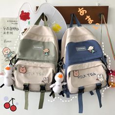 This backpack has a unique Korean style and looks very cute. The backpack is made with nylon fabric . medium size . and soft unique pastel color. A duck pendant and 3 acrylics are included.Size: 35 x 24 x 20 cm (13.78 x 9.45 x 7.87 in) Material:... Stationery Gifts, Kawaii School, Crop Top With Jeans, Cute Accessories, A Duck, Cute Backpacks, Llbean Backpack, Jansport Backpack, School Backpack