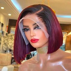 PRICES MAY VARY. Blunt Cut End-- Ombre 99j Burgundy Lace Front Bob Wigs Human Hair Material: Full And Thick End, 150% Density Virgin Brazilian Human Hair Lace Front Wigs Full Frontal HD Lace--13x4 HD Ombre 1B/99j Burgundy Lace Front Bob Wigs Human Hair Quality: Ombre T1b/99j Lace Front Wigs Human Hair, 13x4 Lace Frontal Wig, Transparent Hd Lace Frontal Wig Pre Plucked Bleached Knots With Baby Hair Super Elastic--Ombre Burgundy Lace Front Wigs Human Hair Cap Size: Average Cap Size (22.5 Inch) Wit Human Lace Wigs, Bob Cut Wigs, Human Wigs, Short Human Hair Wigs, Bob Ross, Straight Human Hair, Roots Hair, Hair Weave, Lace Frontal Wig