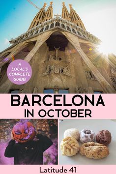 the front cover of barcelona in october, with pictures of donuts and other things