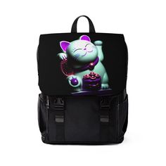 Lucky Cat Shoulder Backpack Back Pack School College Supplies Purse Chinese Pastel Goth Gothic Pink Black Kawaii Bag Kitty